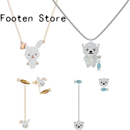 SWA Fashion Ladies Jewelry Cute Rabbit Style Jewelry Set Fashion Jewelry Set Lady Earring Necklace and Bracelet Romantic Jewelry
