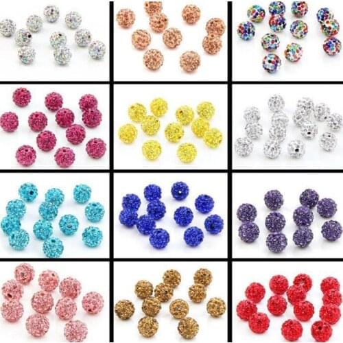 10mm 100pcs/lot hot mixed color white multicolor hotsale round loose clay crystal Beads bracelet necklace diy k5332