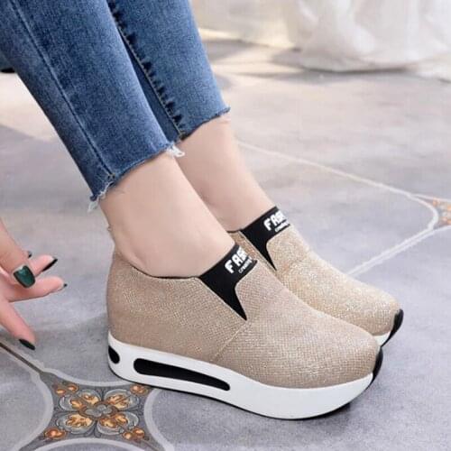 2020 Women Sneakers Slip On Women Casual Shoes Chunky Vulcanized Shoes Comfortable Walking Shoes Height Increasing Leisure Shoes