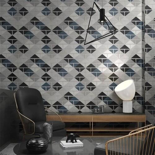 Beibehang 3D papel de parede diamond lattice brick wallpaper Nordic style ins wind clothing store hair salon bedroom wallpaper