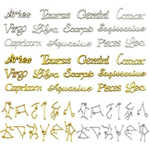 48Pcs 12 Constellation Resin Metal Frame Fillings Materials Epoxy Resin Mold Fillings Jewelry Making Resin Craft Fillers