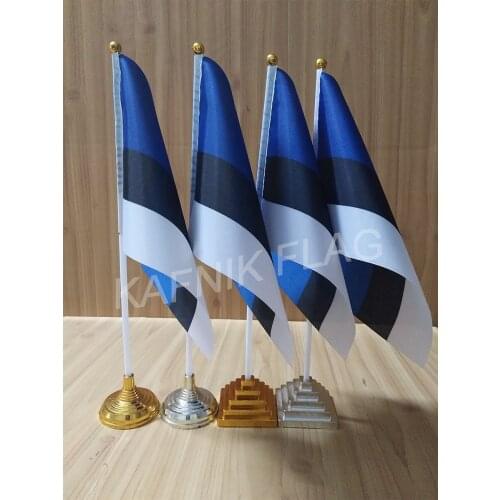 KAFNIK,5/10pcs a lot Estonia table desk flag banner 14*21cm flag /Plastic flags or suction cups for your choice free shipping