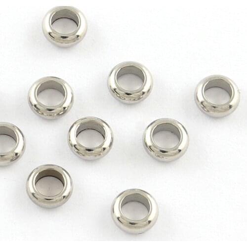 500pcs 201 Stainless Steel Ring Bead Spacer for Jewelry Making DIY Bracelet Necklace 5x2mm Hole: 3mm