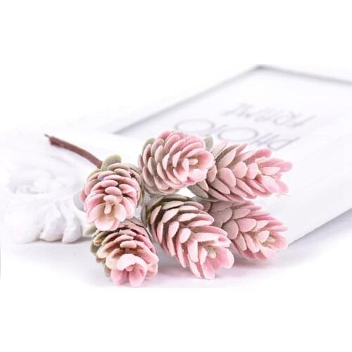6pcs color pine cone artificial flower pineapple artificial plant wedding home decoration DIY scrapbook gift box craft flower