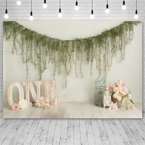 Avezano Backdrop 1st Birthday Party Spring Flowers Green Plants Kid Photography Backgrounds For Photo Studio Photozone Photocall