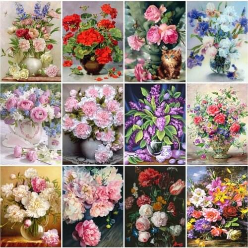 AZQSD Diamond Painting Flower Full Drill Gift Diamond Embroidery Rose Rhinestones Cross Stitch Mosaic Handicraft Wall Decor