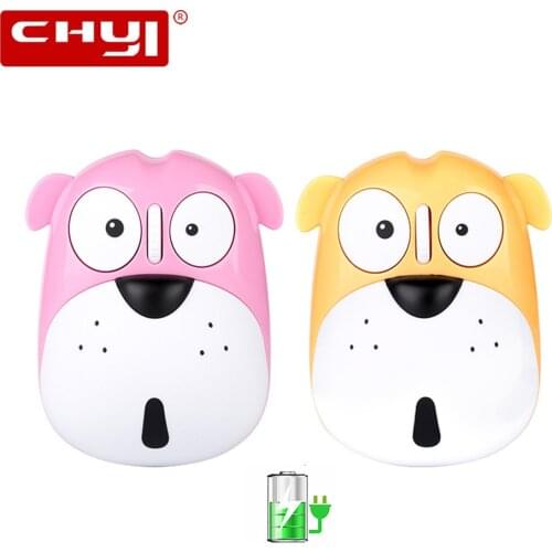 CHYI Ergonomic Wireless Mouse Rechargeable USB Optical Silent Mini Mice Cute Cartoon Lucky Dog 1200 DPI PC Mouse Gift For Child