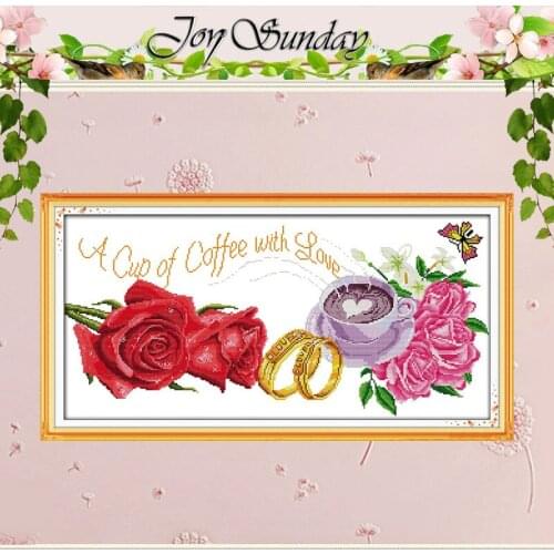 A cup of coffee with love Counted Cross Stitch 11 14CT Cross Stitch Set Wholesale flower Cross-stitch Kit Embroidery Needlework