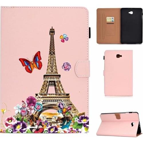 Smart Tablet Shell for Samsung Galaxy Tab A T580 T585 Case 10.1 Inch Coloured Drawing PU Leather Flip Back Coque Stand Cover+pen