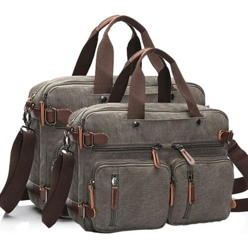 Leisure Canvas Bag portable business briefcase with straddle double shoulder multi-purpose bag large size, 17 inch Computer Bag