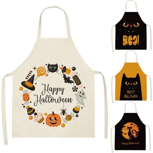 Halloween Pattern Kitchen Apron Cats Bats Apron Chef Apron for Men Halloween Kitchen Aprons for Woman Apron