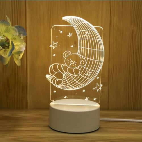 Moon Guitar Shape Usb Acrylic 3d Night Light Lamp Home Outdoor Table Desk Landscape For Kids Child Room Decoration Gifts #P1