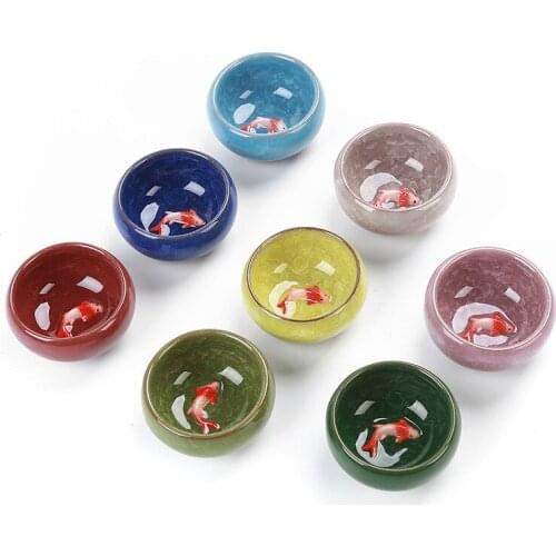 1Piece Colorful Ice Cracked Glaze Ceramic China Kongfu Tea Cup Teaset Porcelain Teapot Mug Drinkware Gifts Ceramic Crafts