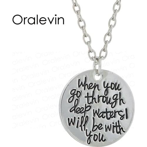 When you go through deep waters I will be with you Pendant Necklace 10Pcs/Lot #LN1379