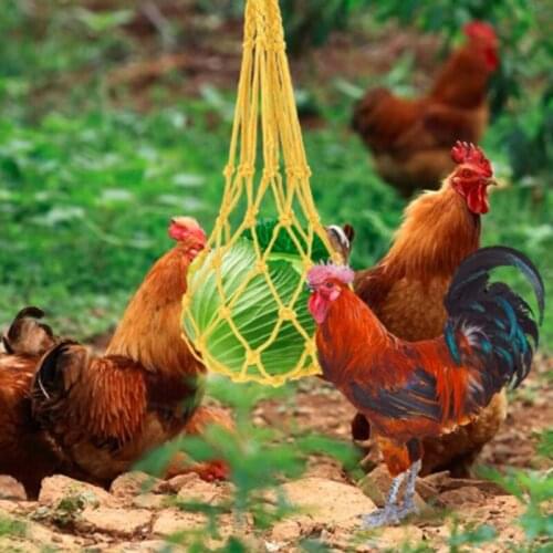 Chicken Vegetable Net Bag Fruit Treat Snack Holder Hanging Feeder Coop Feeding Tool for Hens Duck Large Birds
