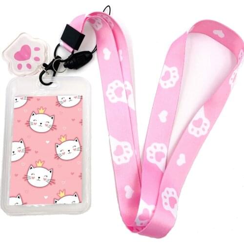 Kawaii Cat Paw Lanyard For Keys Cute Pink Kitten Phone Straps ID Card Pass Gym USB Badge Holder Keychain Lanyards Neck Straps