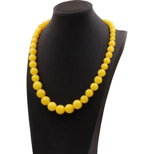 Fashion Round Ball Smooth Beads Necklace for Women Christmas Gifts Beaded Strand Tower Chain Necklaces Handmade Jewelry B349