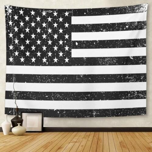 Monochrome United States of America Flag Black and White Tapestry Wall Hanging for Living Room Bedroom Dorm 50x60 inches
