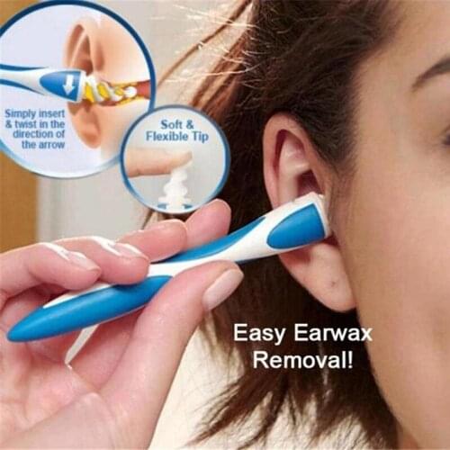 Ear Wax Removal Tool Set Flexible Soft Spiral Swab Pick Cleaner Silicon Spoon With16 Replacement Tips Hearing Aid Ear Sticks