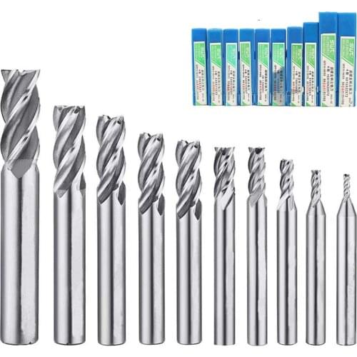 10pcs Milling Cutter Metal Drill Bit Set HSS Straight Shank Cutter 1.5-12mm Drills For wooding,Metal,Drilling Machine