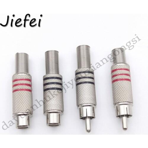 10Pcs Nickel plating Connector RCA Plug Socket Audio Male Female Connector With Spring Cable Protector