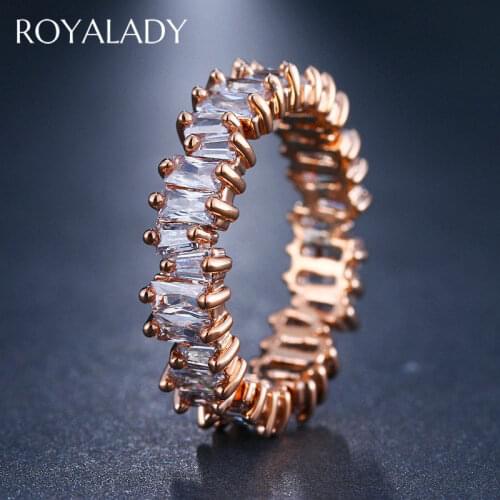 NEW Irregular Thin Baguette Crystal Stone Fashion Gold Rings For Women Engagement Wedding Band High Quality Finger Ring Jewelry
