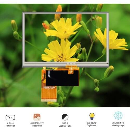 Original 4.3 Inch LVDS LCD screen AT043TN24 V7 Resolution 480*272 Brightness 500 Contrast 500:1