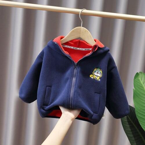 2021 Autumn Winter Plus velvet Kids Hooded Coat jacket for Warm Baby Girls Boy Coat Newborn Thicken Fleece Childrens Clothing