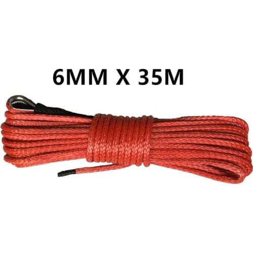 Hot Sale Free Shipping 6mm x 35m synthetic winch lines uhmwpe cable plasma rope with sheath car accessories