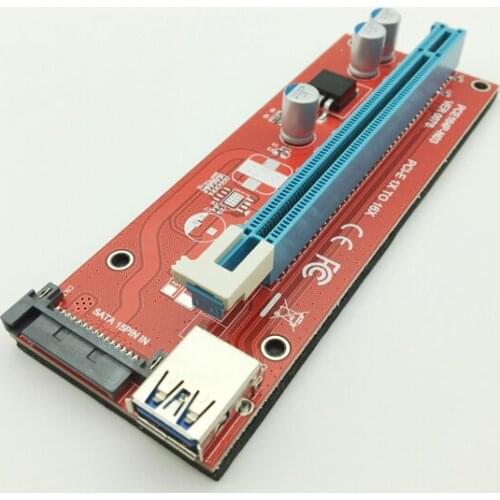 Riser Red VER007S PCI Express Riser Card 1x to 16x PCI-E Extender USB 3.0 Cable 15Pin SATA for BTC Mining Bitcoin Miner Antminer