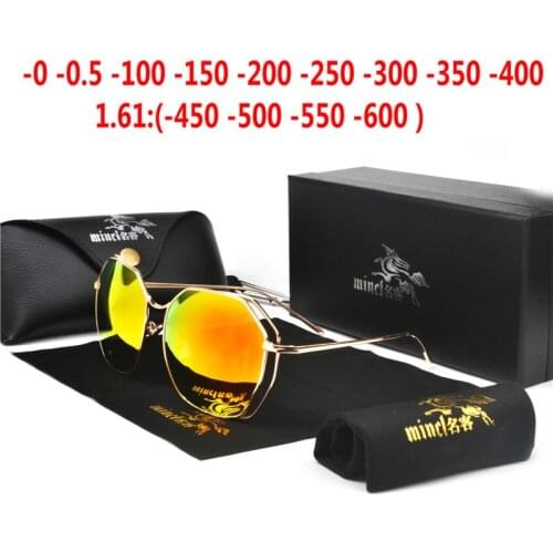 MINCL Custom Made Myopia Minus Prescription Lens Myopia Sungalsses Coating RED Men Classic Polarized Metal Punk Sunglasses NX