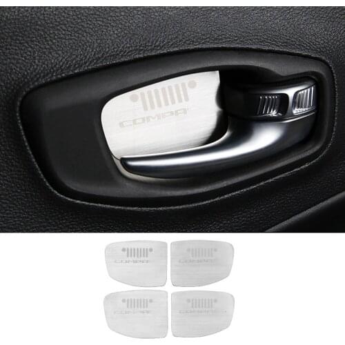 CAR STYLING INTERIOR DOOR HANDLE BOWL TRIM COVER STICKERS FOR JEEP COMPASS 2017 2018 2019 ACCESSORIES