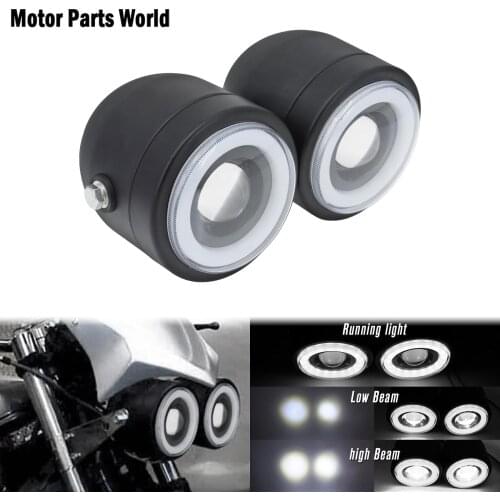 Universal Motorcycle LED Dual Twins Headlight Double Headlamp White Light For Harley Softail Fat Boy Dyna Cafe Racer Custom