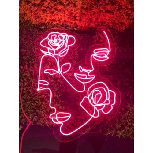 Custom Face Art Vintage Neon Sign Light Flex Transparent LED Wall Window Hanging Acrylic Decor Indoor for Home Room Bedroom