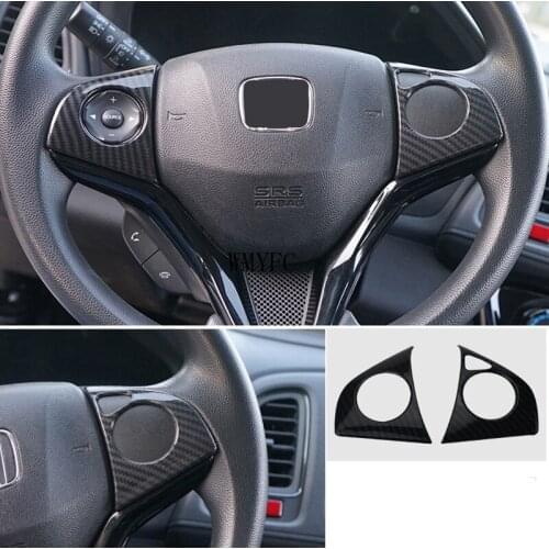 Carbon fiber Car Steering Wheel Cover trim inner Sticker Car Styling For Honda HR-V HRV Vezel 2015 2016 2017- 2020