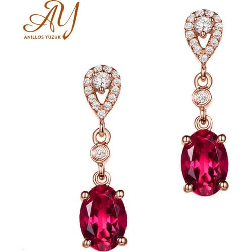 Anillos Yuzuk New Design Luxury Ruby Gemstone Wedding Engagement Drop Earrings For Women Sterling Silver 925 Jewlery Earrings