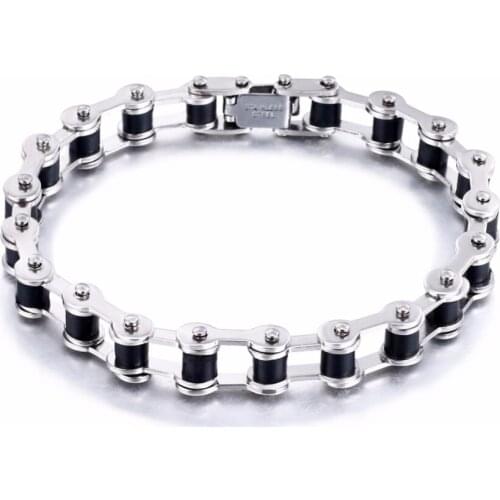 2021 Fashion Jewelry Vintage Stainless Steel Bicycle Chain Bracelet Charm Titanium Steel Silicone Cuff Bracelet for Men Pulseras