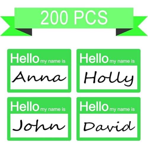 2 X 3 inch Hello My Name is Stickers/Badges Great for Kids, School,Employees, Reunions, Professionals, Parties,Events.(Green)