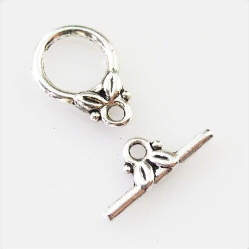 35 New Connectors Necklace Leaf Circle Toggle Clasps Tibetan Silver Tone