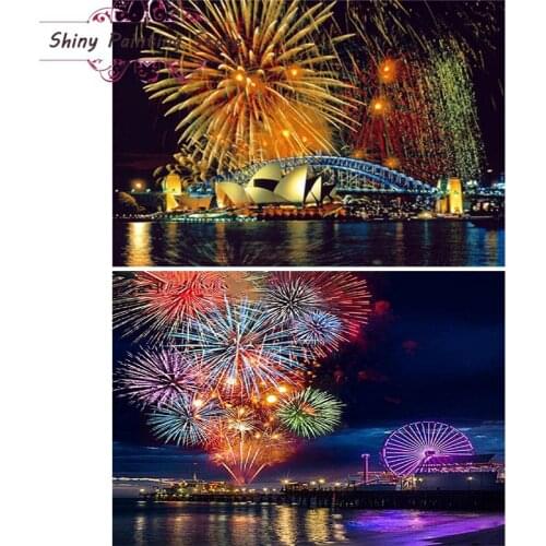 5D Diamond Painting Landscape Full Drill Diamond Embroidery Firework Night Scenery Picture Of Rhinestone Handmade Home Decor