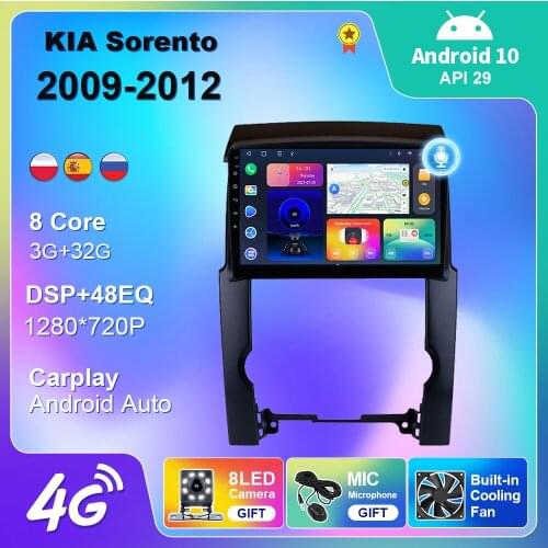 2 Din For KIA Sorento 2009 2010 2011 2012 Android 10 Car Radio GPS Navigation 4G WIFI Android Auto Carplay DVD Multimedia Player