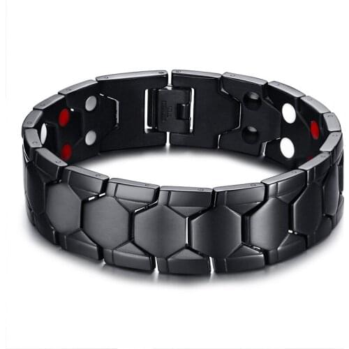 Natural stone bracelet Wholesale Pure black Stainless steel healthy germanium Magnetic mens Bracelets