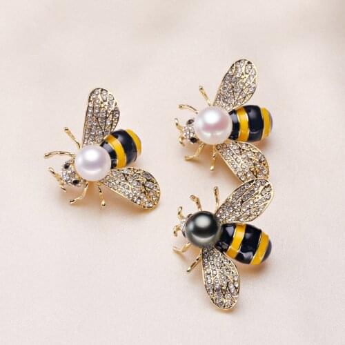 Cute Bee Brooch Pin Mountings Base Findings Accessories Mounts Jewelry Settings Parts for Pearls Beads Jade Crystals Agate Coral