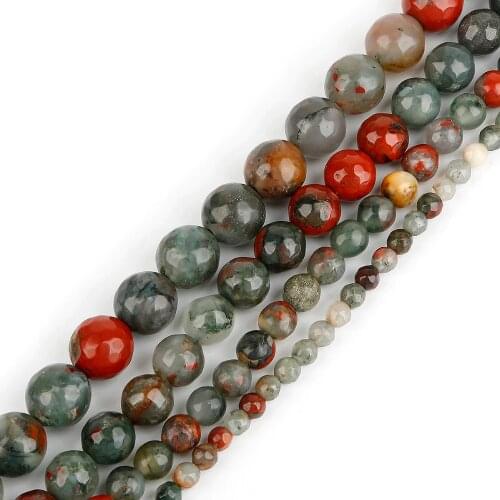 High Quality Round Faceted Africa Blood Beads Natural Stone Beads Loose Beads For Bracelet Making For Jewelry Making Strand 15"