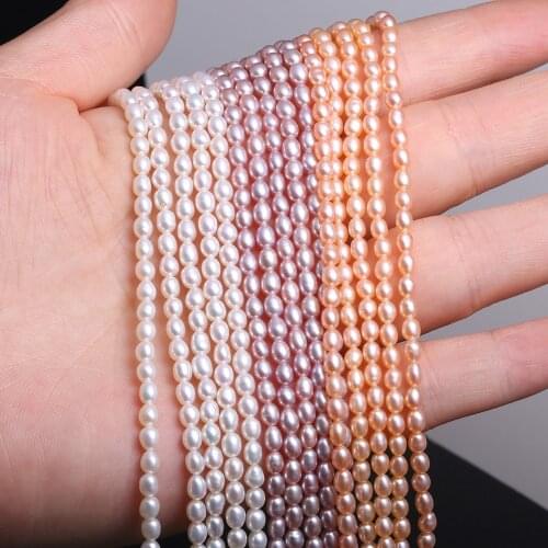 Natural Freshwater Pearl Beaded High Quality Rice Shape Punch Loose Beads for Make Jewelry DIY Bracelet Necklace Accessories