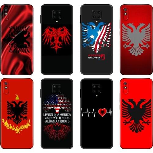 Black tpu Case For Xiaomi Redmi 7A 8 8A 9 9A 9C Case Redmi Note 8T 8 Pro T Note 9 9S 9 Pro Case Albania Flag