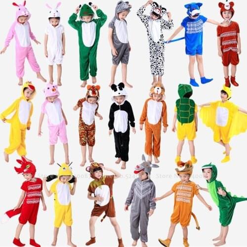 Children Cartoon Animal Stage Performance Jumpsuit Girl Boy Kindergarten Romper Dinosaur Tiger Bunny Frog Mouse Cosplay Costumes
