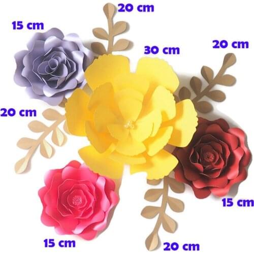 DIY Artificial Flowers Fleurs Artificielles Backdrop Giant Paper Flowers 4PCS Paper Leave 4PCS Wedding Party Decor Baby Shower