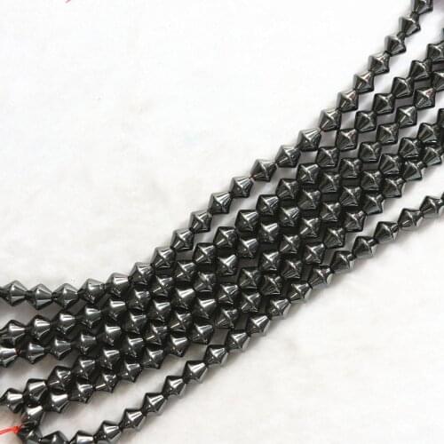 HOT Black hematite stone 8X8mm Double tip beads loose Beads 15 inches B225