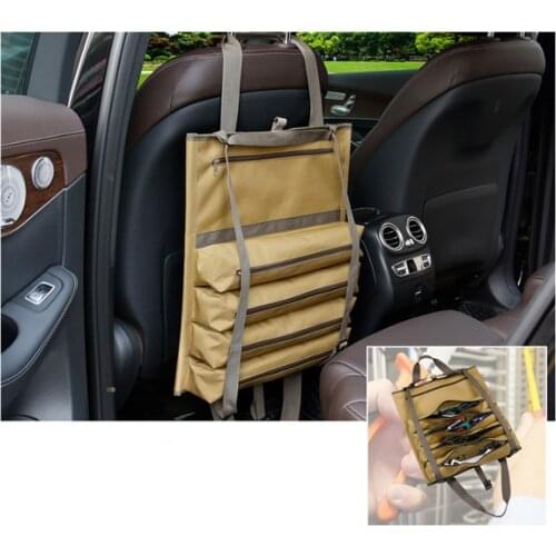 Canvas Tool Roll-Up Hunting Bag Wrench Storage Carrier Multi Pocket Hanging Pouch Car Back Seat High Quality Organizer X589D